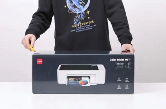 01 Auspacken Video Deli Drucker D311NW Tinten strahl drucker