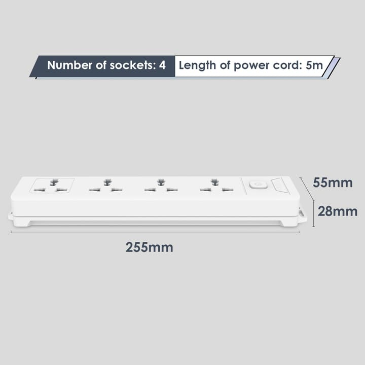 et404 4 holes 5m universal conventional power strip china